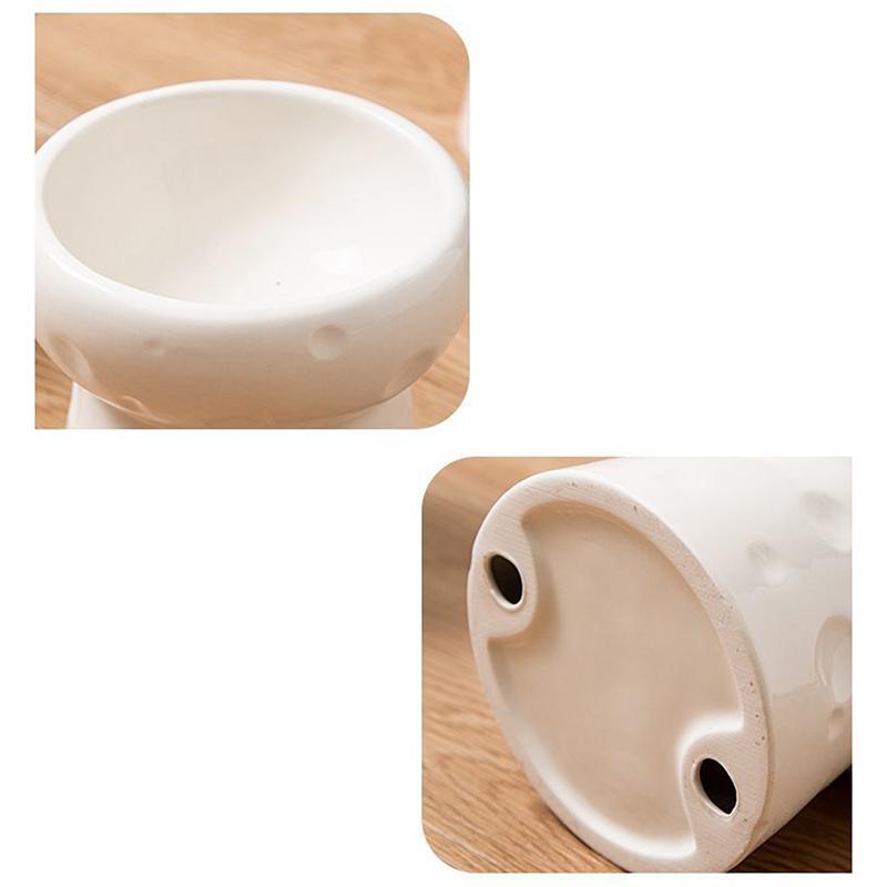 Ceramics Cat Bowl With Cheese Design Cat Food Bowl Water Plate Snack Dish Large Caliber Anti-Tip With Stand For Neck Protection