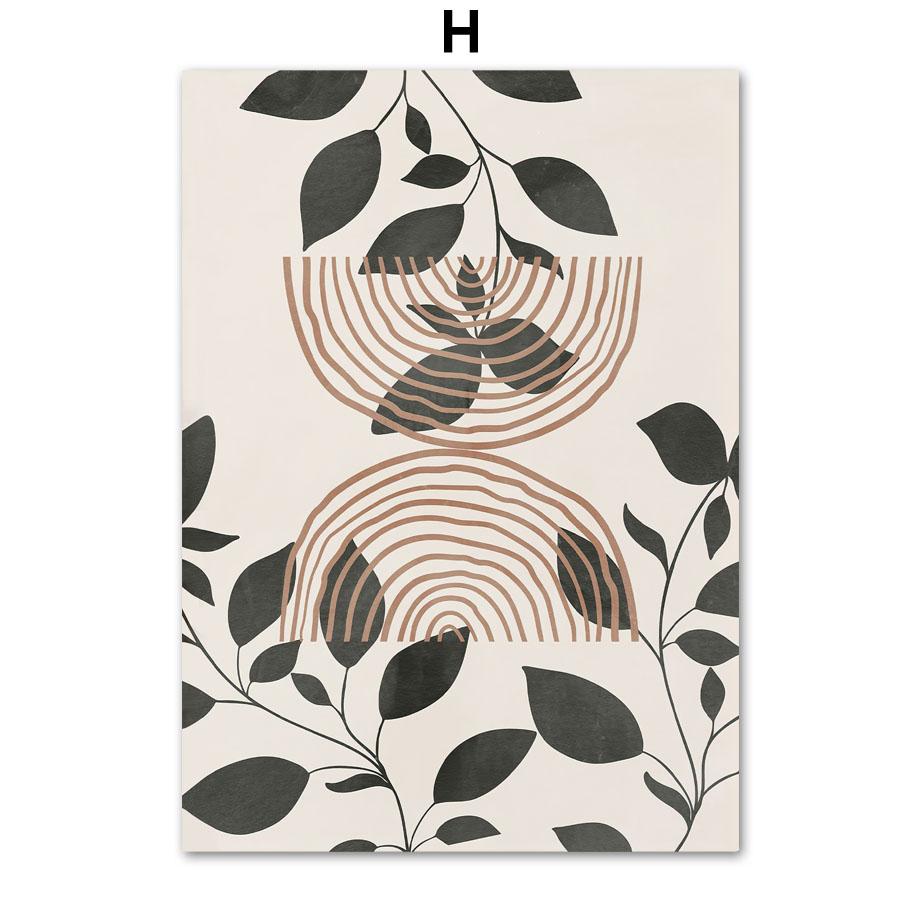 Boho Leaf Vase Sun Moon Rainbow Abstract Posters And Prints Canvas Painting Nordic Wall Art Pictures Living Room Home Decor