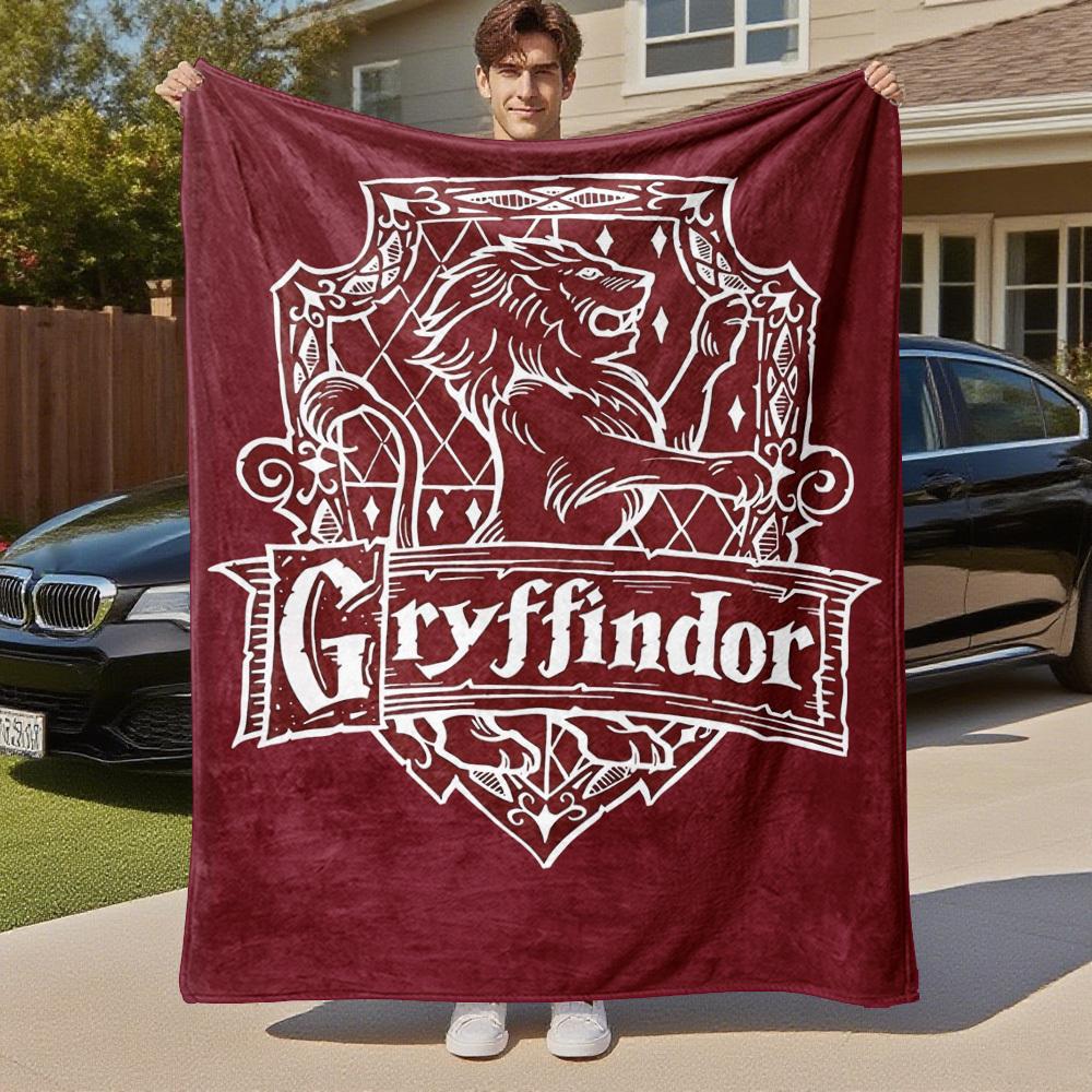 1pc Gryffindor Lion Crest Outdoor Flannel Throw Blanket All Season Soft Warmth,Home Decor 1031230