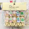 Cartoon Cat Cactus Floral Art Flower Shop Card Wooden Clip