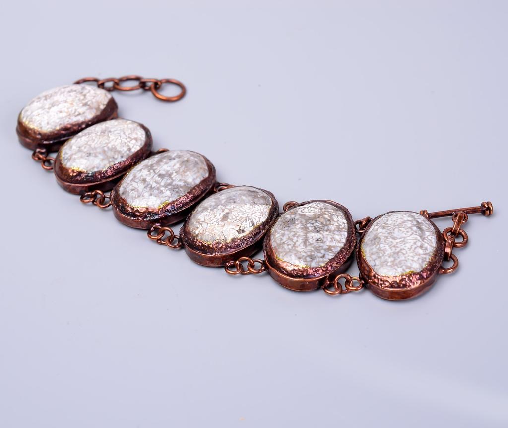 Fossil Coral Stone Electroformed Statement Unique New Bracelet Jewelry Copper V-76
