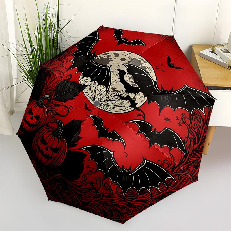 

Halloween Moonlit Night Bat & Pumpkin Decorative RoundelUmbrella, Portable 3-Fold Compact Umbrella for Men & Women Gift