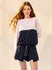 Bohemianbeullu String Tie Boat Neck Women'S Loose Fit Rash Guard Wn