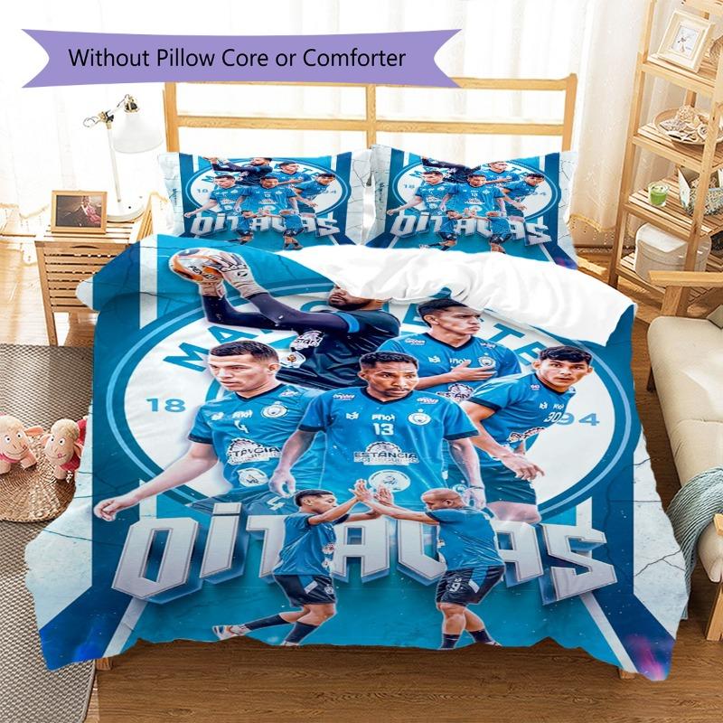 Soccer Team Player Group Portrait Print 3‑Pieces Duvet Cover Set Sports Bedding Without Pillow Core or Comforter
