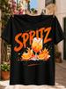Is Spritz Clock Graphic Bright Orange Cocktail GlassCitrus Slices and Energetic Paint Splash Art  Unisex All TShirt