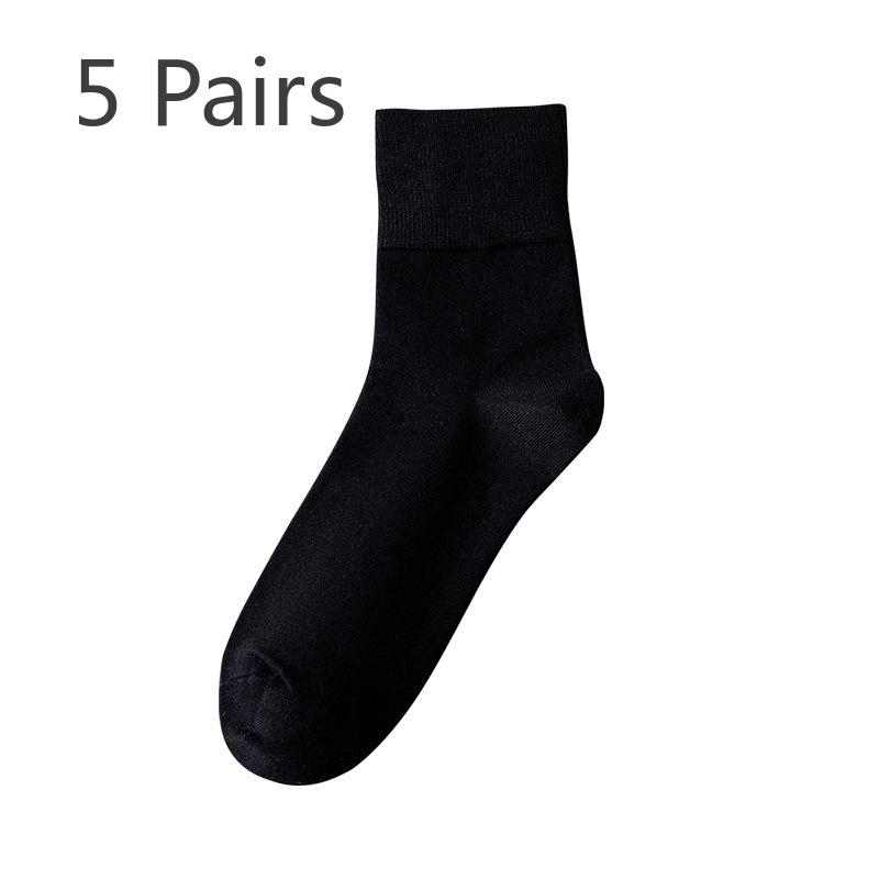 5 Pairs of Female Autumn and Winter Pure Color Cotton Sweat Absorbing Deodorizing Stockings