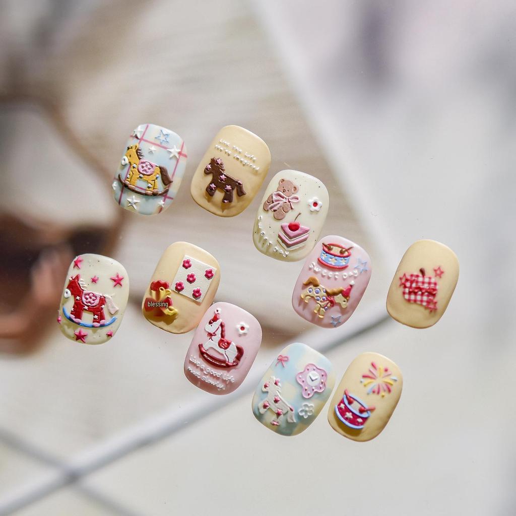 Japanese Cute Colorful 3D Pony Nail Art Stickers - Embossed DIY Wearable Decor