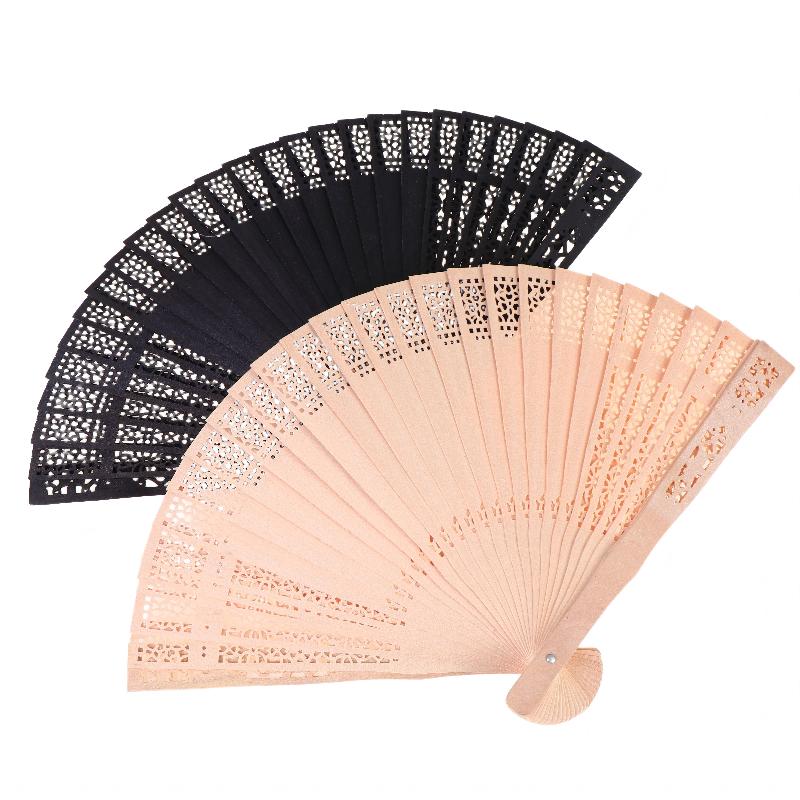 Vintage Hollow Carved Wooden Folding Hand Fan Chinese Style Bamboo Fan For Wedding Valentine'S Day Party Decor Summer Cooling