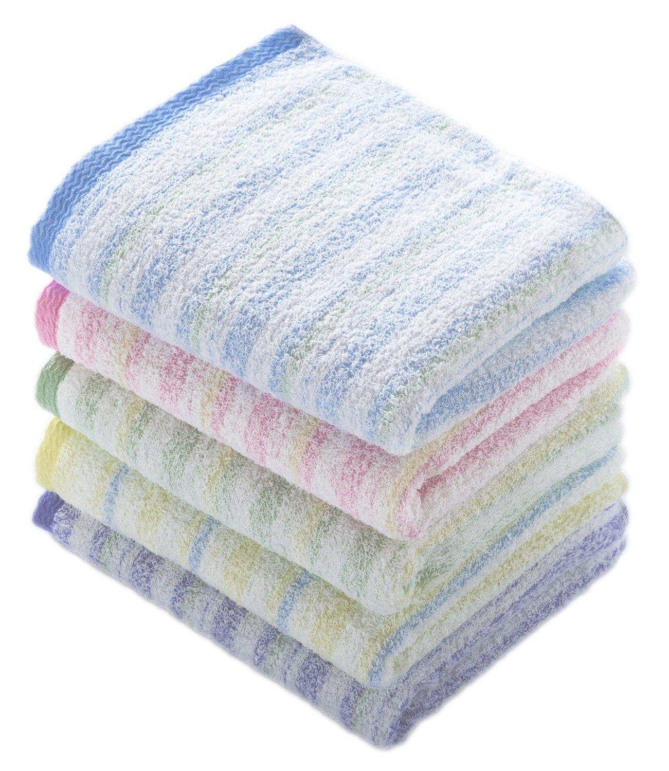 

Kosugizen Senshu Towel Face Bright 5 1 of 34 x Set of 5 Towels, Senshu-Made Border, Colors, Each, 80cm, Quick-Drying, Thin, (MY-2001-5)
