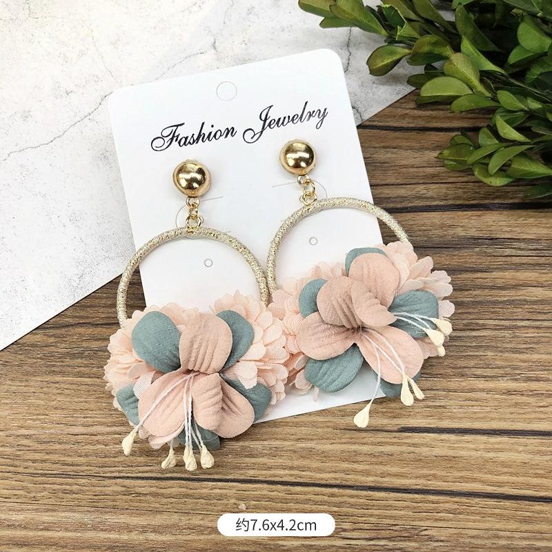 Retro Handmade Flower Wreath Earrings Femininity Personality Long Vacation Earrings Fashion Ear Accessories
