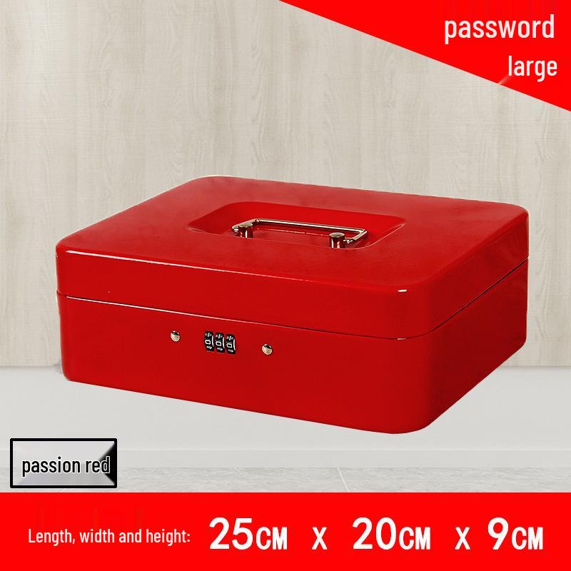 Portable Thickened Metal Cash Box with Lock and Password, Secure Storage Organizer
