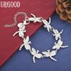 925 Sterling Silver Dragonfly Chain Bracelet Fashion Wedding Jewelry