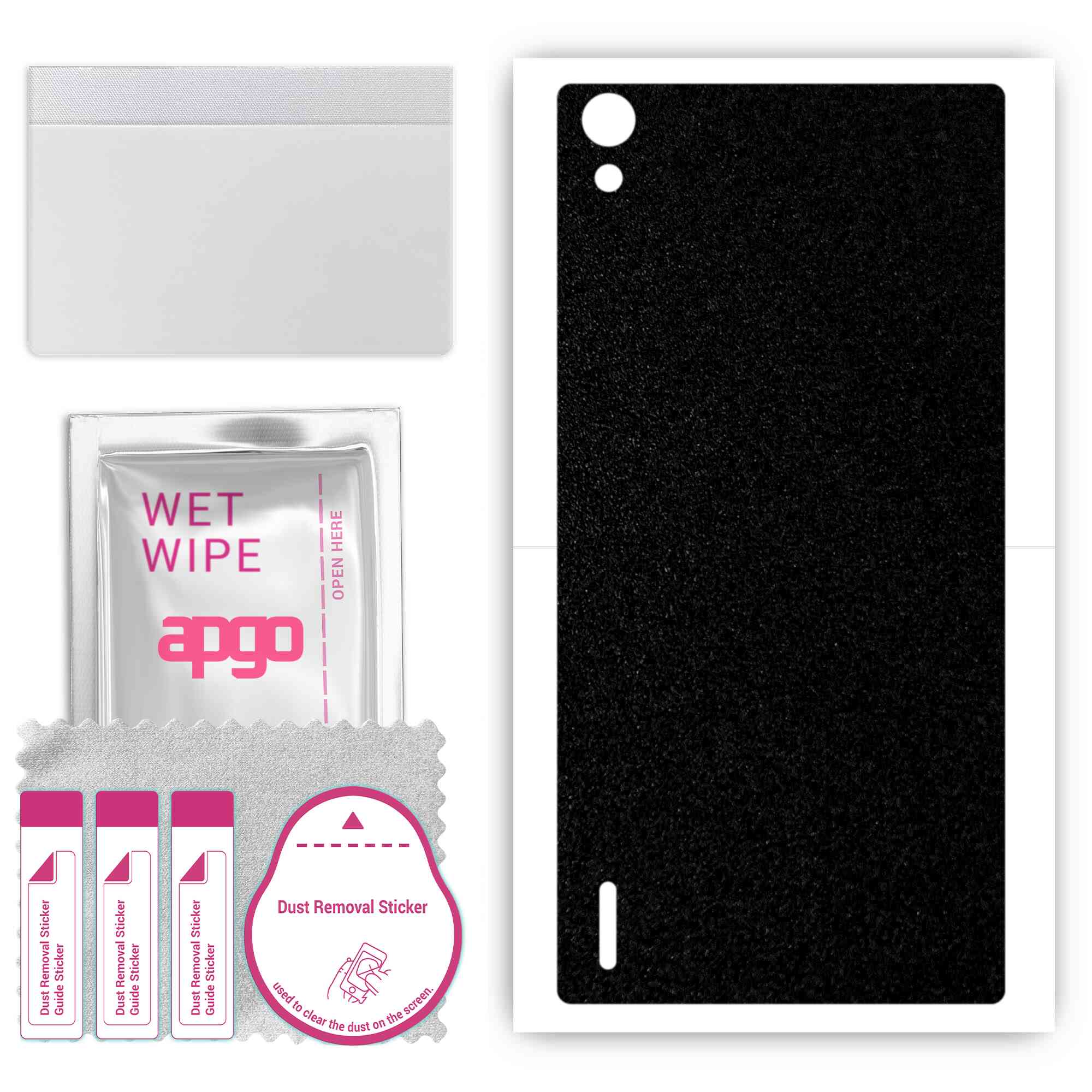 

apgo Protective Skin Sticker for the back compatible with Huawei Ascend P7, Wrap Film, Foil, Vinyl - Pattern Matte Black