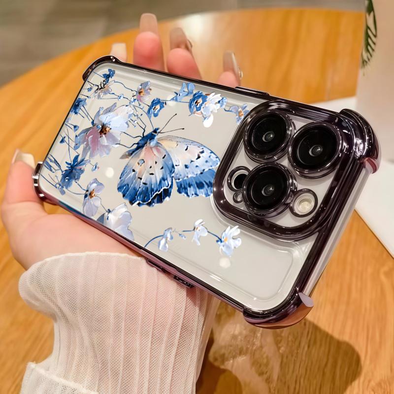 Schmetterlings-Beschichtung Klare Handyhülle Für iPhone 17 Air 16 e 15 14 13 12 11 Pro Max Plus Mini SE 2020 2022 Anti-Fall Airbag