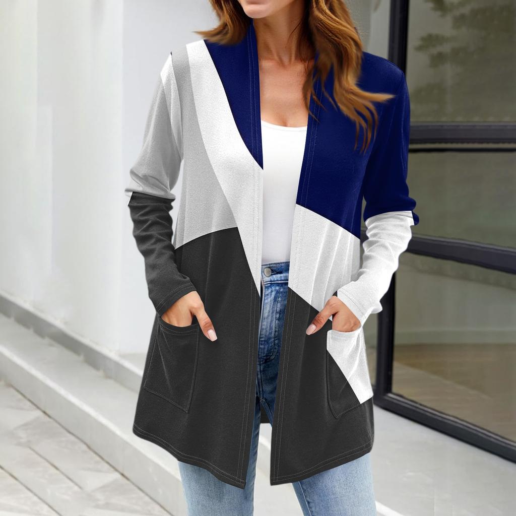 Damen Leichte Strickjacken Offen Vorne Langarm Lässig Locker Dünne Strickjacken Mit Taschen