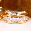 Elegant Gold Color Intertwined Ring for Women White Zircon Banquet Fashion Jewelry Gift