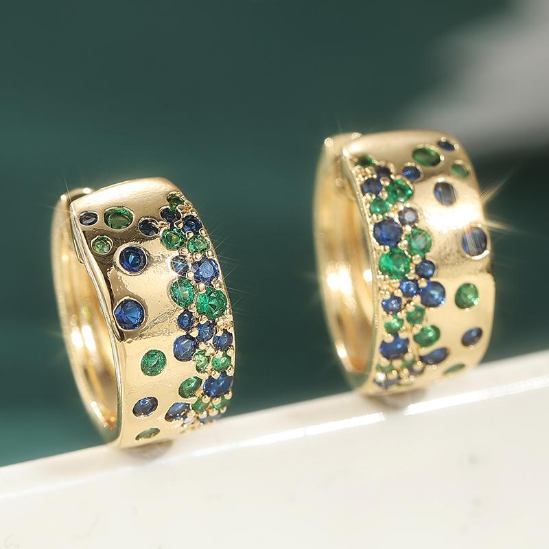 Gorgeous Synthetic Zircon Golden/silvery Plated Hoop Earrings Women's Charming Exquisite Party Daily Jewelry Accessories