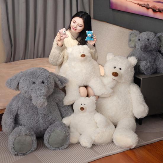 Large Cuddly Animal Stuffed Mother Baby Polar Bear Elephant Plush Toy Huggable Sleep Companion Gift for Kids Birthdays Home Decor