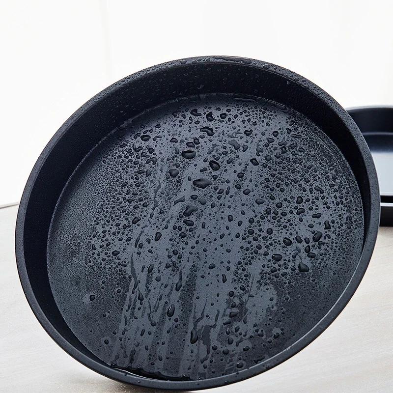 Kitchen Pizza Mould Pan Carbon Steel Ware Round Baking Tray Heat-resistant for Home Baking Pan Round Pizza Tray Pie Tins Black