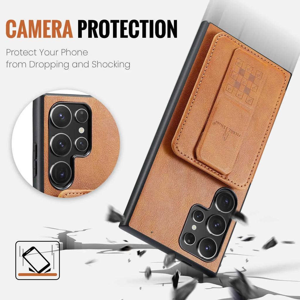 Unsichtbarer Ständer Kartenfach Geldbörse Lederhülle Für Samsung S24 Ultra S23 Plus A55 A35 A25 A15 A14 A24 A34 A54 Magnetische Abdeckung