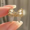 Bowknot Lapel Pin Rhinestone Bow Brooch, Cat Eye Stone Pin, Sweater Dress Embellishment Cardigan Coat Suits Clothing Accessories, Jewelry Gift