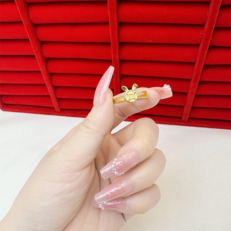 Exquisite Sand Gold Open Ring for Women: High-End Niche Design, Light Luxury Style, Long-Lasting Color, Imitation Gold.