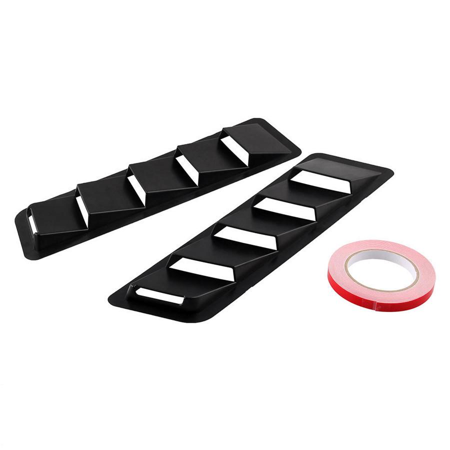 1 Pair 16.7x4.5 Universal Hood Vents Louver Panel Trim Matte Black ABS