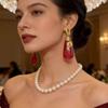 Vintage Różowe Żywiczne Kolczyki Krople Wody: Eleganckie, Retro, Długie Kolczyki Sztyfty