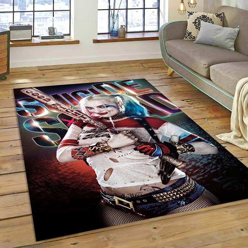 Der Teppich The Suicide Squad, inspiriert vom Actionfilm, eignet sich für Wohnzimmer, Schlafzimmer, Nachttischbereiche, Balkone und andere