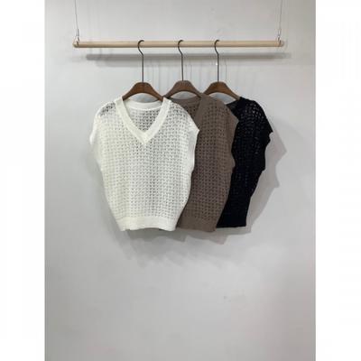 C S In The Room V neCk SleeVeleSS Knit meSh 3Color