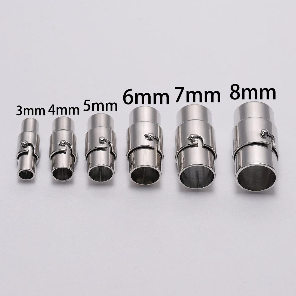 10pcs/lot 3 4 5 6 8 10mm Strong Magnetic Clasps With Locking Mechanism Leather Cord End Cap Connectors For DIY Jewelry Making