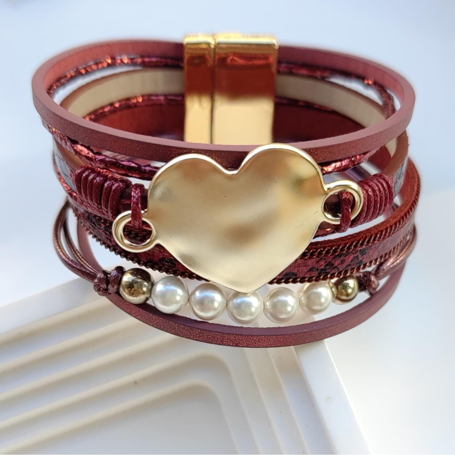 Bohemian Multi-layer Heart Pearl Bracelet for Women