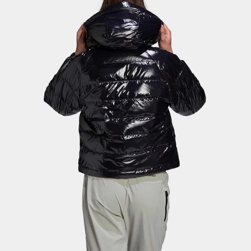 Adidas Comfortable Warm Hooded Long Sleeve Down Jacket Women Outerwear Black GI7951