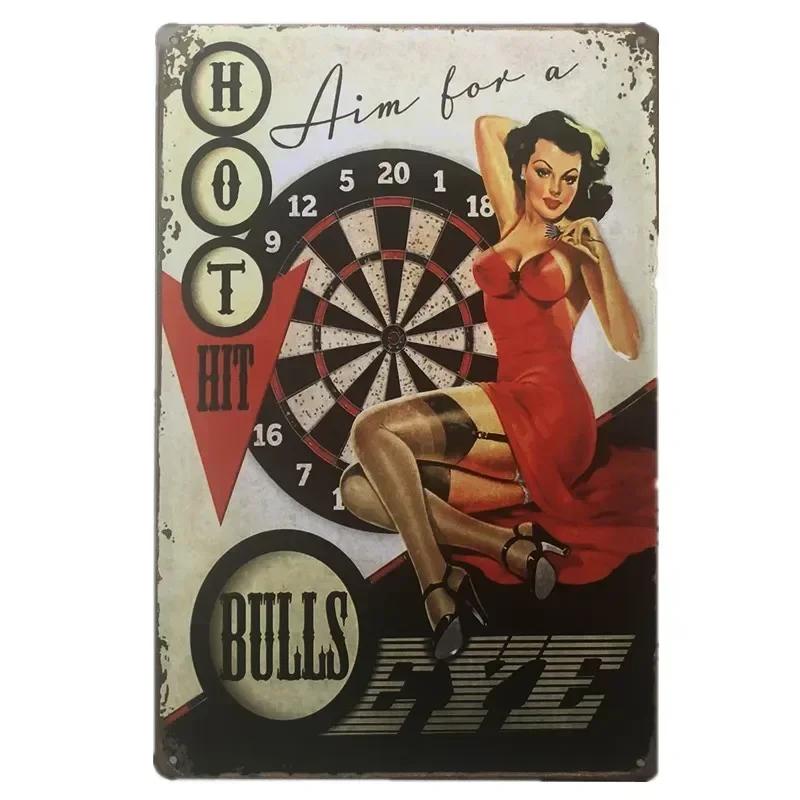 Pin Up Girl Metal Tin Signs Vintage Wall Art Painting Bar Pub Cafe Shop Home Decor Sexy Lady Poster Plate Plaque