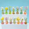5Pcs Super Bright Luminous Vase Simulated Flowers Ins Style Creative Car Interior Center Console Desktop Glass Ornaments
