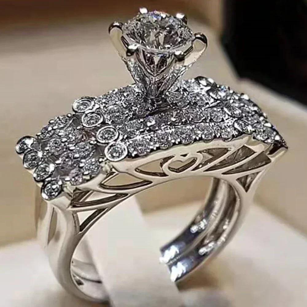 Fashion Geometric Design Women'S Ring Set - Modern Bride Wedding Engagement Jewelry Accessories For Wholesale