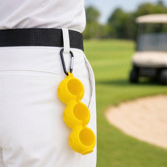 Porta Palline da Golf in Silicone con Moschettone, Contiene 3 Palline, Copertura Portapalline da Golf per Borsa da Golf, Custodia Protettiva Organizzatore Palline da Golf, Accessori da Golf