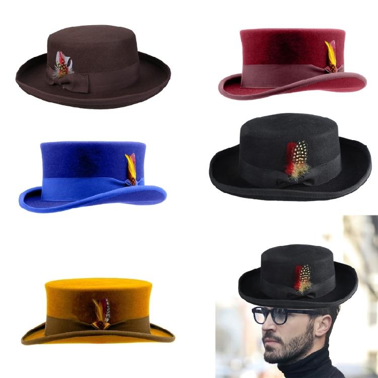 Altmodischer Wollhut Unisex Hut Zylinder für Reise Outdoor Treffen Feiertag
