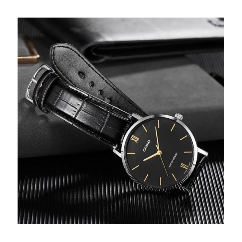 Casio STANDARD Series Quartz Movement Leather Strap Japanese and Korean Watch Men's Watch Silver Dial MTP-VT01L-1B