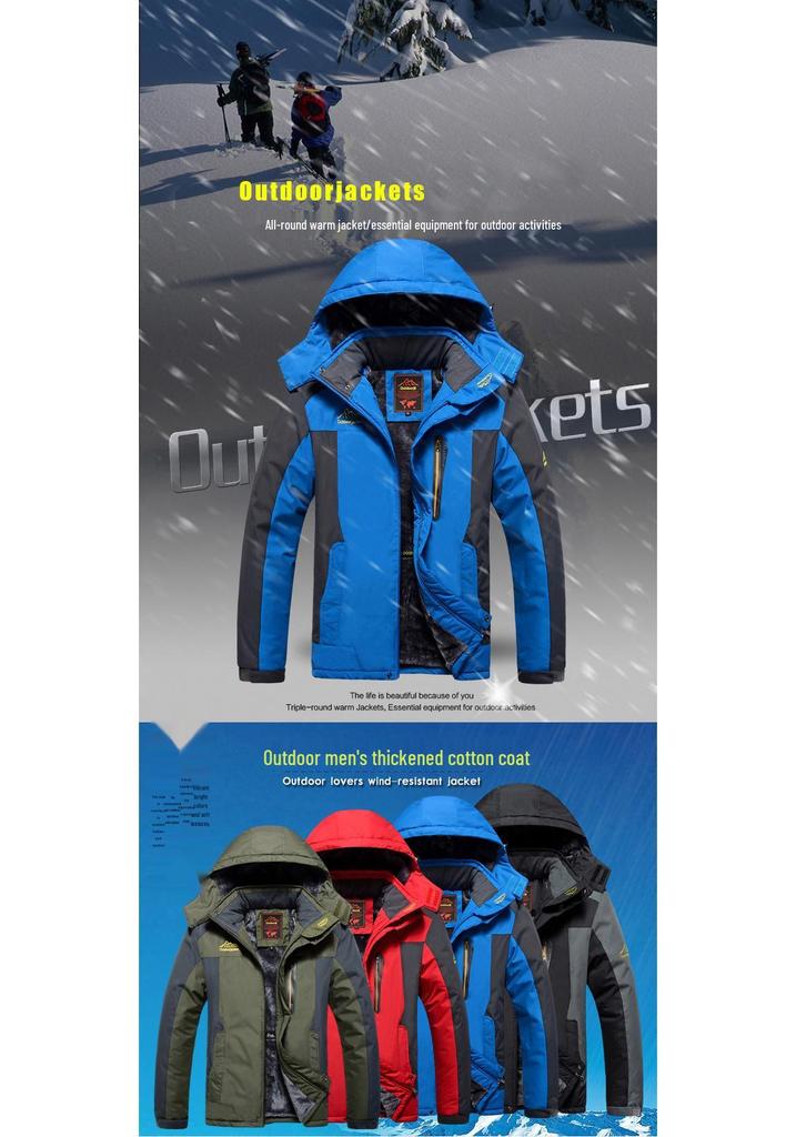 Men's Winter Windproof Fishing & Mountaineering Jacket - Plus Velvet, Cold Resistant, Thickened Outdoor Assault Suit