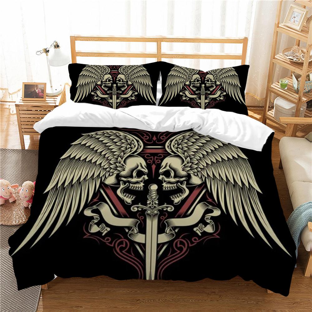 Home Bed Clothes 3D Skull Printing Duvet Cover Set Superior Bedding Cover Suit Single Double Size Bed Set Polyester Pillowcase