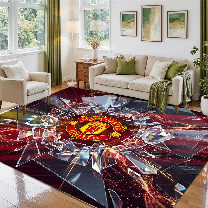 Tappeto in Velluto Cristallo Design Manchester United Tappetino Decorativo Morbido per Ingresso Camera da Letto