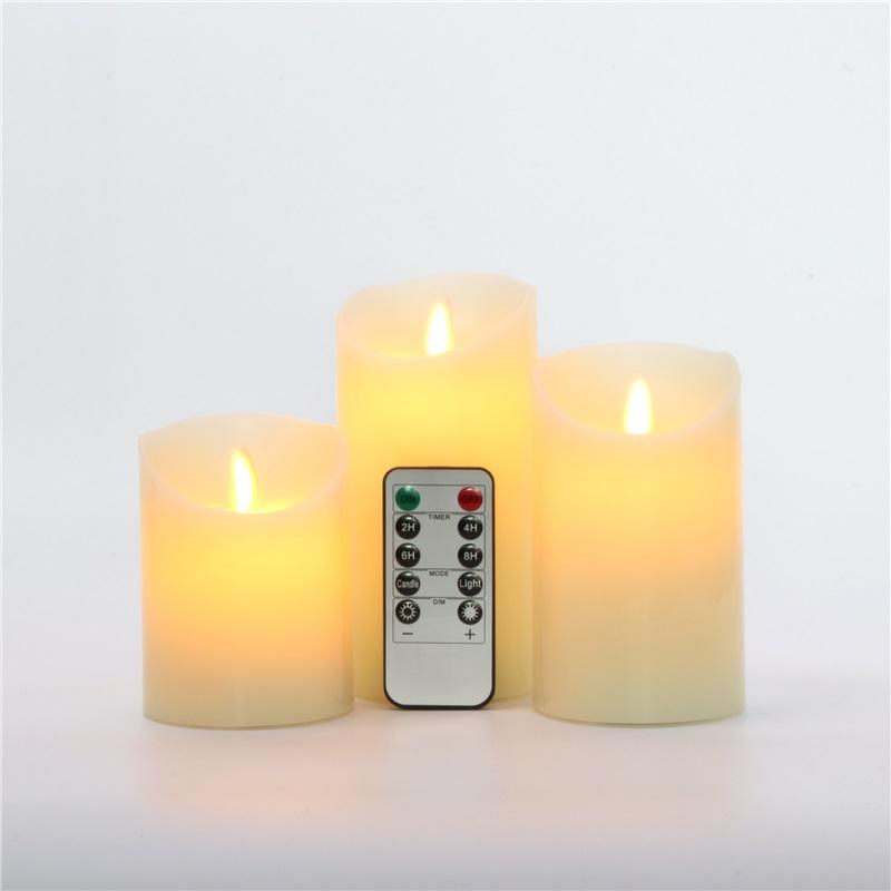 LED-Kerzen ohne Flamme, batteriebetrieben, LED-Säulen, echtes Wachs & beweglicher Docht, flackernde Kerze mit Fernbedienung