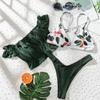 Women's Bikini Flower Print Cross Bandeau Two Piece Swimsuit Beach Swimwear