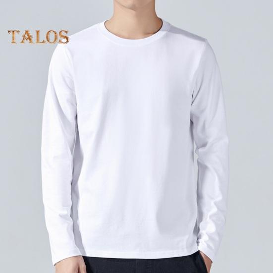 Menn Sport Topp Løs Ren Farge Rundhals Bunn Klær Langermet Hjemmeklær Gym Løping Basketball T-skjorte