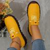 Handmade Women's Casual Sports Shoes, Lightweight and Suitable for All Seasons with Solid Color Lace Up Shoes, Round Toe and Comfortable PU Sole