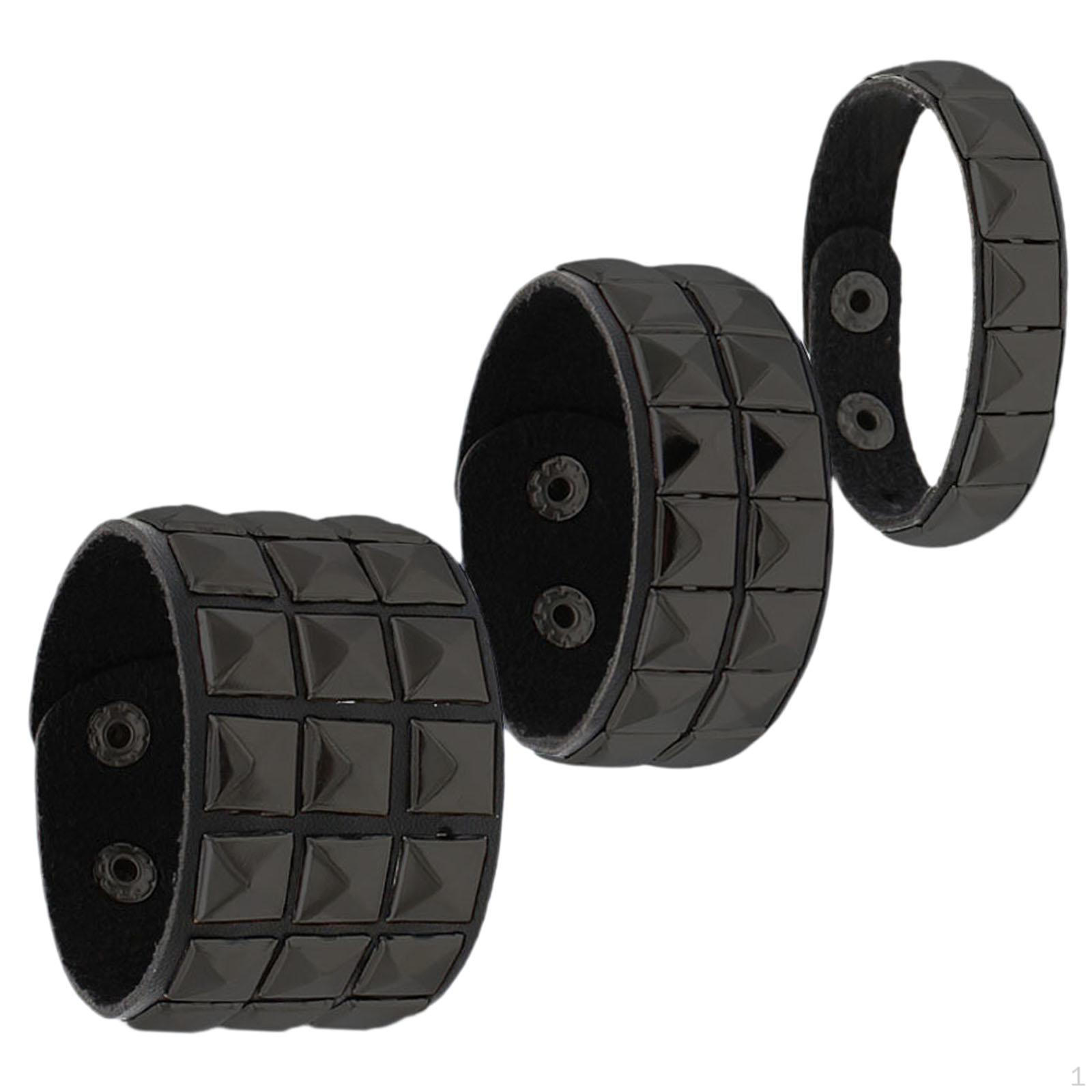 

3 шт. Темные готические кожаные браслеты на запястье для Хэллоуина Легкие Длина 22 см