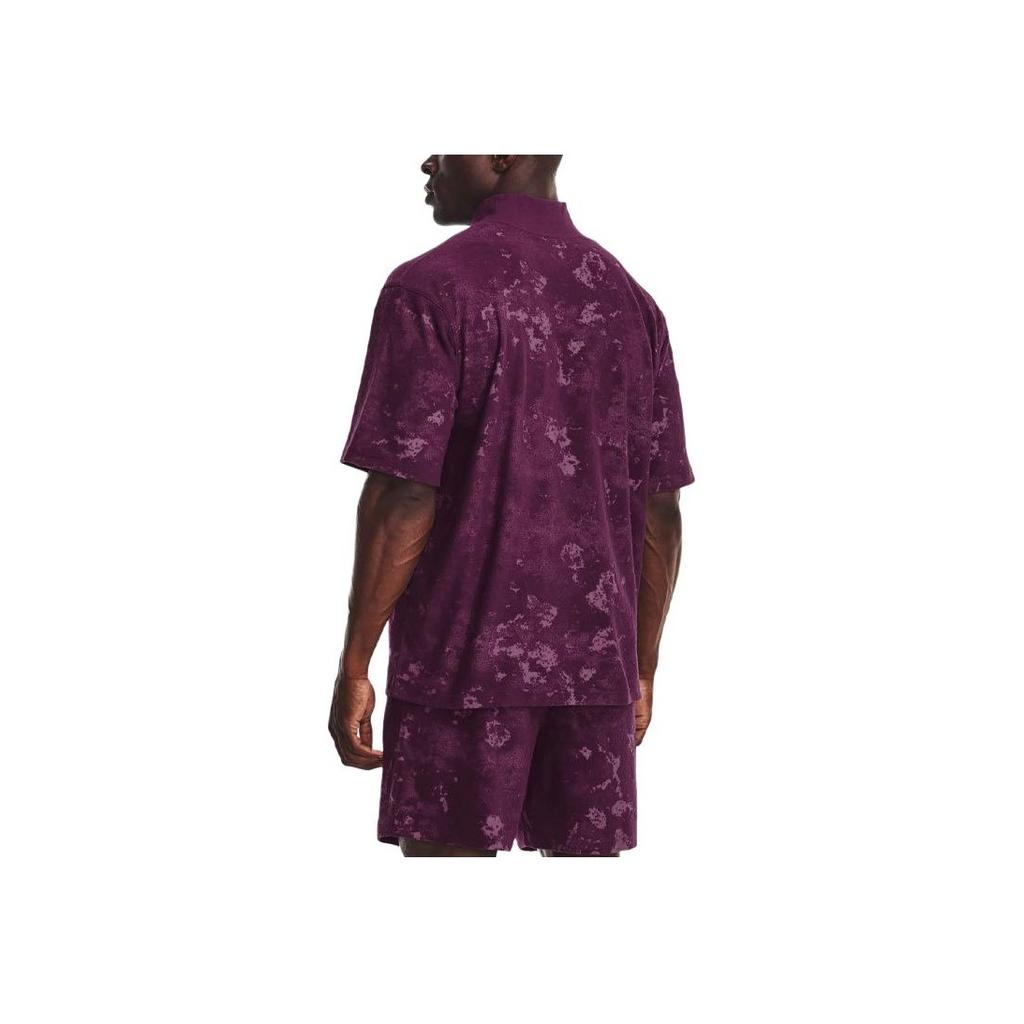 Under Armour Journey Washed Jacquard Embossed Half-Zip Collar Short Sleeve T-Shirt Men Tops Rock-Purple 1377178-572
