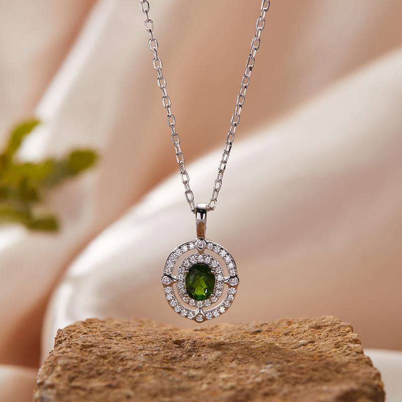 High Sense Light Luxury S925 Sterling Silver Plated 18K Gold Natural Colored Treasure Collarbone Chain Necklace Pendant Niche Jewelry