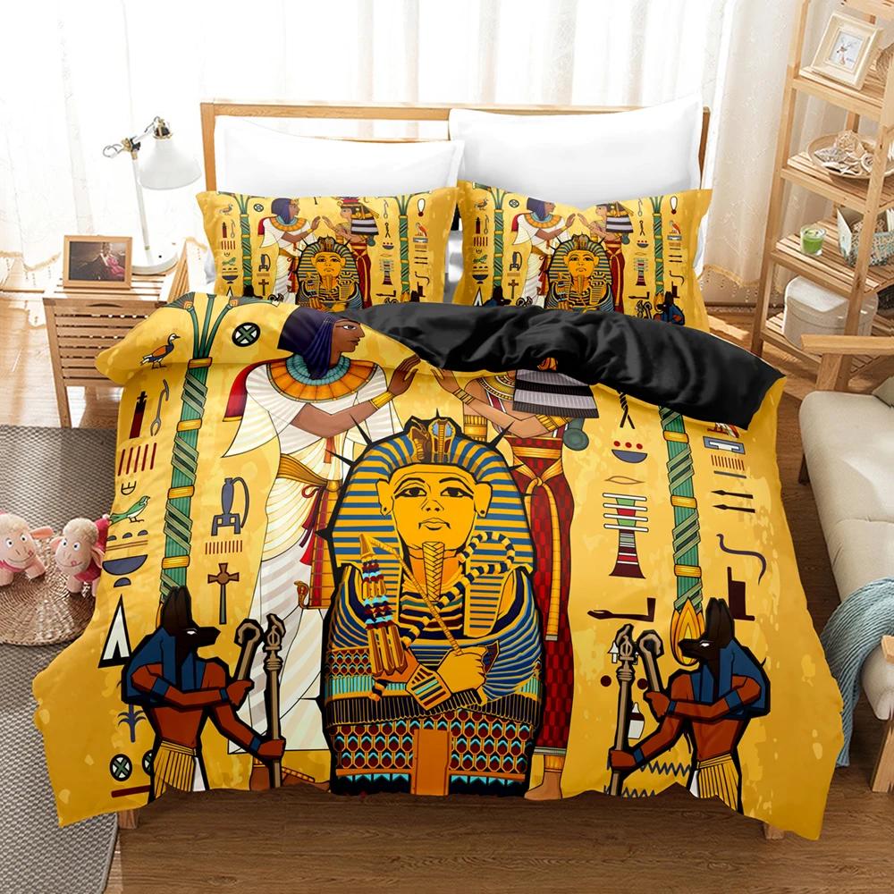 Pharaoh Of Egypt Bedding Set 3D Digital Printing Duvet Cover Set (No Core) Suitable For Bedroom Duvet Cover Set Sphinx Pattern